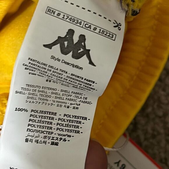 Kappa 6 Youth Sneek Man Track Stripe Logo Joggers Sweatpants Yellow Streetwear - Picture 9 of 13